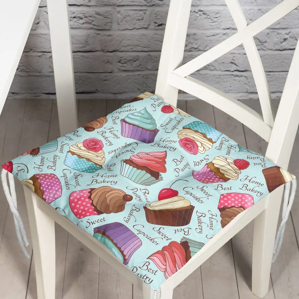 RealHomes Dijital Baskılı Pofuduk Sandalye Minderi 40 x 40 cm Düğmeli Realhomes