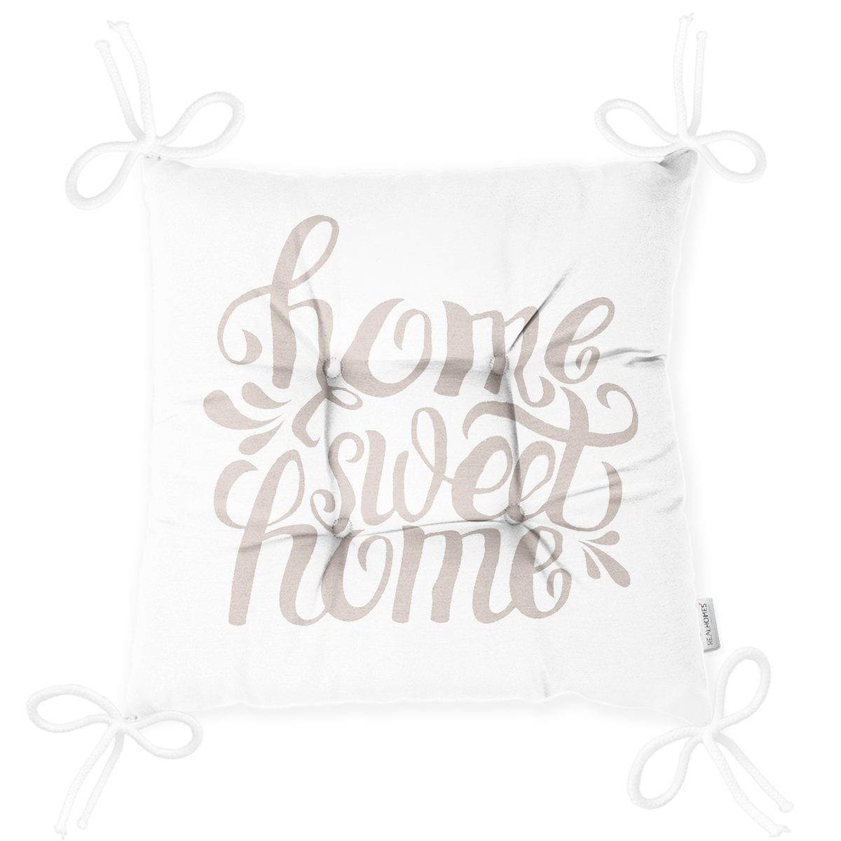 RealHomes Dijital Baskılı Pofuduk Sandalye Minderi 40 x 40 cm Düğmeli Realhomes