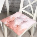 - P3005-Gorsel - Realhomes Pembe Zeminli Yılbaşı Konseptli Desenli Pofuduk Sandalye Minderi Realhomes