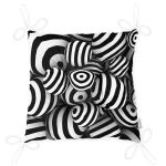 - P3011-Gorsel-2 - Realhomes Siyah Beyaz 3 Boyutlu Küreler Dijital Baskılı Pofuduk Sandalye Minderi Realhomes