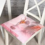 Palmiye ve Kadeh Resimli Dijital Baskılı Pofuduk Sandalye Minderi Realhomes