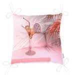 Palmiye ve Kadeh Resimli Dijital Baskılı Pofuduk Sandalye Minderi Realhomes