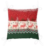 - P3024-Gorsel-2 - Realhomes Yılbaşı Geyikleri ve Ağaçlar Baskılı Dekoratif Pofuduk Sandalye Minderi Realhomes