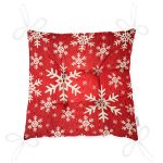 Beyaz Kar Taneleri Motifli Dijital Baskılı Dekoratif Pofuduk Sandalye Minderi Realhomes