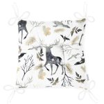 - P3043-Gorsel-2 - Realhomes Ekru Zeminli Geyik ve Yaprak Motifler iDijital Baskılı Pofuduk Sandalye Minderi Realhomes