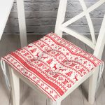 - P3044-Gorsel - Realhomes  Ekose Dokuma Desenli Yılbaşı Temalı Pofuduk Sandalye Minderi Realhomes