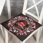 - P3045-Gorsel - Realhomes Ekose Merry Christmas Desenli Dijital Baskılı Pofuduk Sandalye Minderi Realhomes