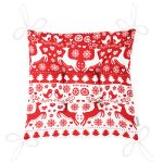 Kırmızı Beyaz Yılbaşı Geyikleri Dijital Baskılı Pofuduk Sandalye Minderi Realhomes