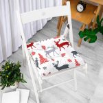 - P3047-Gorsel-1 - Realhomes Beyaz Zeminde Yılbaşı Motifleri Dijital Baskılı Pofuduk Sandalye Minderi Realhomes