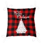 Siyah Kırmızı Ekose Desenli Yılbaşı Temalı Dekoratif Pofuduk Sandalye Minderi Realhomes