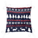 - P3061-Gorsel-2 - Realhomes Lacivert Zeminli Ağaç ve Geyik Desenli Dekoratif Pofuduk Sandalye Minderi Realhomes