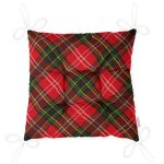 - P3084-Gorsel-2 - Realhomes  Kırmızı Zeminde Siyah Edkose Desenli Dekoratif Pofuduk Sandalye Minderi Realhomes