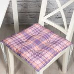 - P3086-Gorsel - Realhomes Lila Ekose Desenli Dekoratif Pofuduk Sandalye Minderi Realhomes