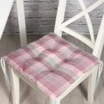 - P3092-Gorsel - Realhomes Gri Zeminli Ekose Desenli Dekoratif Pofuduk Sandalye Minderi Realhomes