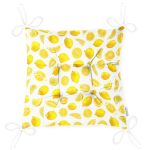 Limon Desenli 3D Dijital Baskılı Dekoratif Pofuduk Sandalye Minderi Realhomes