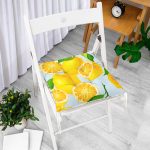 - P3101-Gorsel-1 - Realhomes  Mavi Zeminli Limon Desenli Dekoratif Pofuduk Sandalye Minderi Realhomes
