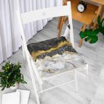 - P3132-Gorsel-1 - Realhomes  Modern Siyah Beyaz Altın Mermer Motifli Dijital Baskılı Pofuduk Sandalye Minderi Realhomes