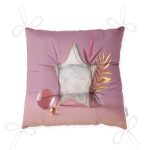 Modern Pembe Zeminli 3D Yıldız Desenli Dekoratif Pofuduk Sandalye Minderi Realhomes
