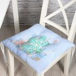 - P3145-Gorsel - Realhomes Açık Mavi Kar Tanesi Temalı Dijital Baskılı Pofuduk Sandalye Minderi Realhomes