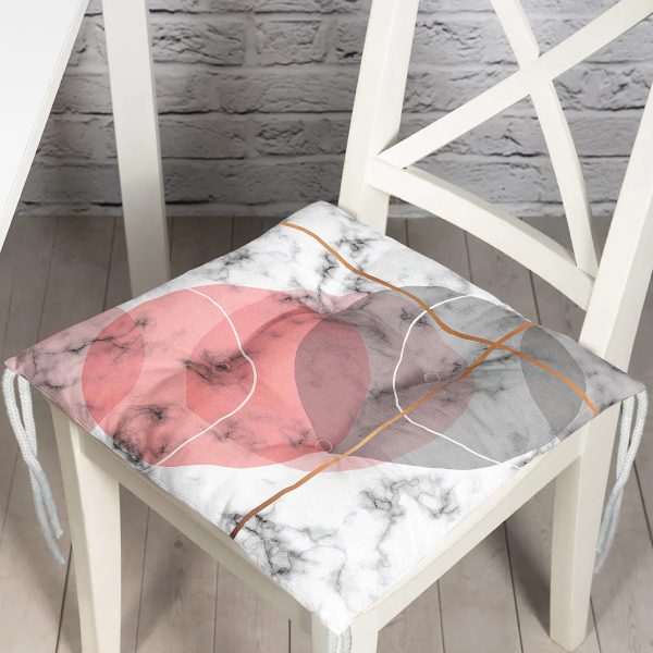 - P3151-Gorsel - Realhomes  Geometrik Mermer Desenli Dijital Baskılı Pofuduk Sandalye Minderi Realhomes