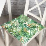 - P3157-Gorsel - Realhomes Amazon Yaprakları Dijital Baskılı Modern Pofuduk Sandalye Minderi Realhomes