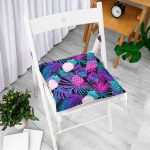 - P3158-Gorsel-1 - Realhomes Lacivert Tropikal Desenli Dijital Baskılı Pofuduk Sandalye Minderi Realhomes