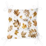 - P3163-Gorsel-2 - Realhomes Beyaz Zeminde Altın Yapraklar Desenli Dijital Baskılı Pofuduk Sandalye Minderi Realhomes