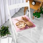3D Yaprak ve Ananas Desenli Özel Tasarım Pofuduk Sandalye Minderi Realhomes