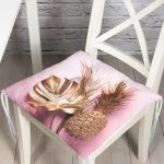 3D Yaprak ve Ananas Desenli Özel Tasarım Pofuduk Sandalye Minderi Realhomes