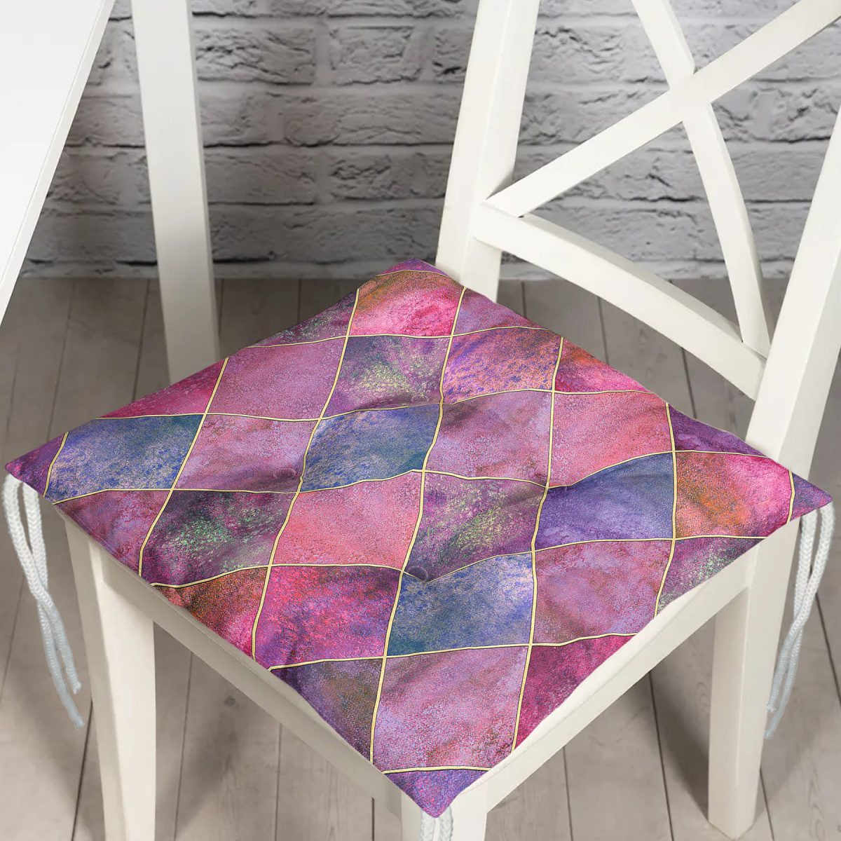 Geometrik Pudra Renkler Modern Tasarımlı Dekoratif Pofuduk Sandalye Minderi Realhomes