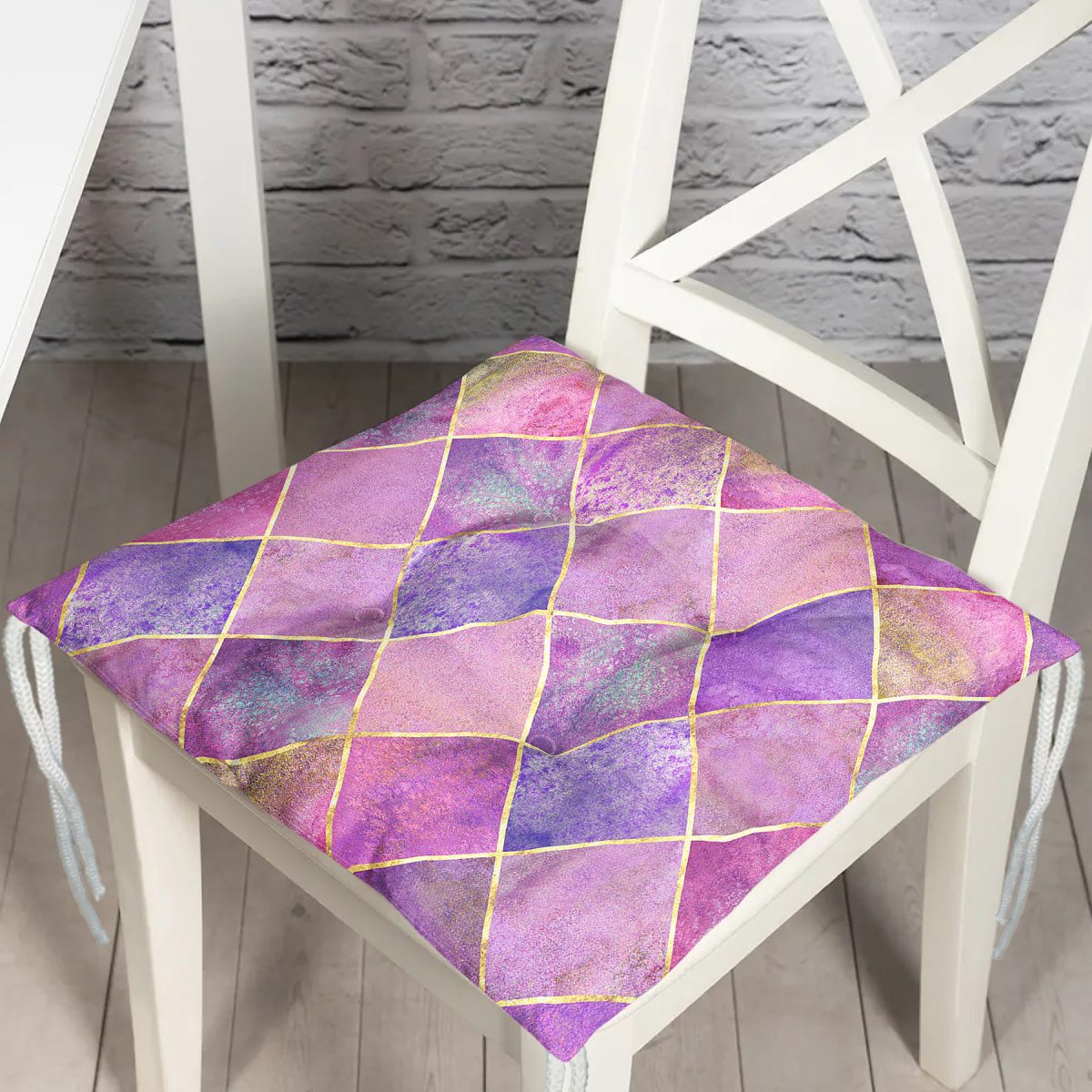 Geometrik Açık Pudra Renkli Modern Pofuduk Sandalye Minderi Realhomes