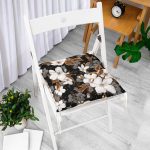 - P3185-Gorsel-1 - Realhomes Siyah Zeminde 3D Çiçekler Temalı Modern Pofuduk Sandalye Minderi Realhomes