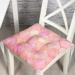 - P3186-Gorsel - Realhomes  Pudra Zeminli Ogea Desenli Özel Tasarım Modern Pofuduk Sandalye Minderi Realhomes