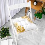 3D Altın Renkte Yapraklar Temalı Modern Pofuduk Sandalye Minderi Realhomes