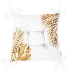 3D Altın Renkte Yapraklar Temalı Modern Pofuduk Sandalye Minderi Realhomes