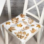 - P3188-Gorsel - Realhomes 3D Altın Renkli Yapraklar Özel Tasarım Modern Pofuduk Sandalye Minderi Realhomes