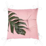 Pembe Zeminde Yaprak Modern Tasarımlı Dekoratif Pofuduk Sandalye Minderi Realhomes