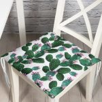 - P3198-Gorsel - Realhomes Kaktüs Desenli Watercolor Renkli Modern Pofuduk Sandalye Minderi Realhomes