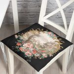 - P3200-Gorsel - Realhomes Siyah Zeminde Çiçek Bahçesi Exclusive Modern Tasarımlı Pofuduk Sandalye Minderi Realhomes