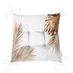 - P3201-Gorsel-2 - Realhomes Altın Renkli 3D Palmiye Yaprakları Modern Pofuduk Sandalye Minderi Realhomes