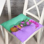 - P3202-Gorsel - Realhomes  Yeşil ve Mor Ananas Temalı Özel Tasarım Pofuduk Sandalye Minderi Realhomes