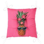 Fuşya Zeminli Ananas Desenli Modern Pofuduk Sandalye Minderi Realhomes