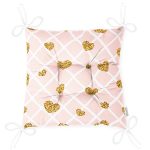 - P3213-Gorsel-2 - Realhomes Damalı Pudra Renkli Altın Kalpler Özel Tasarım Pofuduk Sandalye Minderi Realhomes