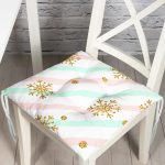 - P3227-Gorsel - Realhomes Pembe Mavi Zeminde Kar Tanesi Detaylı Modern Pofuduk Sandalye Minderi Realhomes