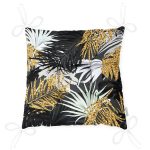 - P3233-Gorsel-2 - Realhomes Siyah Zeminde Palmiye Yaprakları Özel Tasarım Pofuduk Sandalye Minderi Realhomes