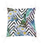 - P3238-Gorsel-2 - Realhomes  Zigzag Zeminli Yaz Egzotiği Özel Tasarımlı Pofuduk Sandalye Minderi Realhomes