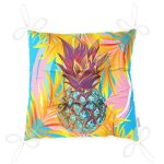 - P3246-Gorsel-2 - Realhomes Renkli Yaprak Zeminli Ananas Detaylı Modern Pofuduk Sandalye Minderi Realhomes