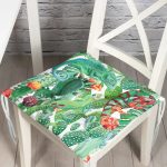 - P3265-Gorsel - Realhomes Tropikal Orman Tasarımlı Dijital Baskılı Pofuduk Sandalye Minderi Realhomes