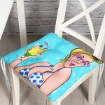 Pop Art Girl Özel Tasarım Dekoratif Pofuduk Sandalye Minderi Realhomes