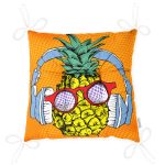 - P3271-Gorsel-2 - Realhomes  Turuncu Zeminde Summer Ananas Tasarımlı Pofuduk Sandalye Minderi Realhomes